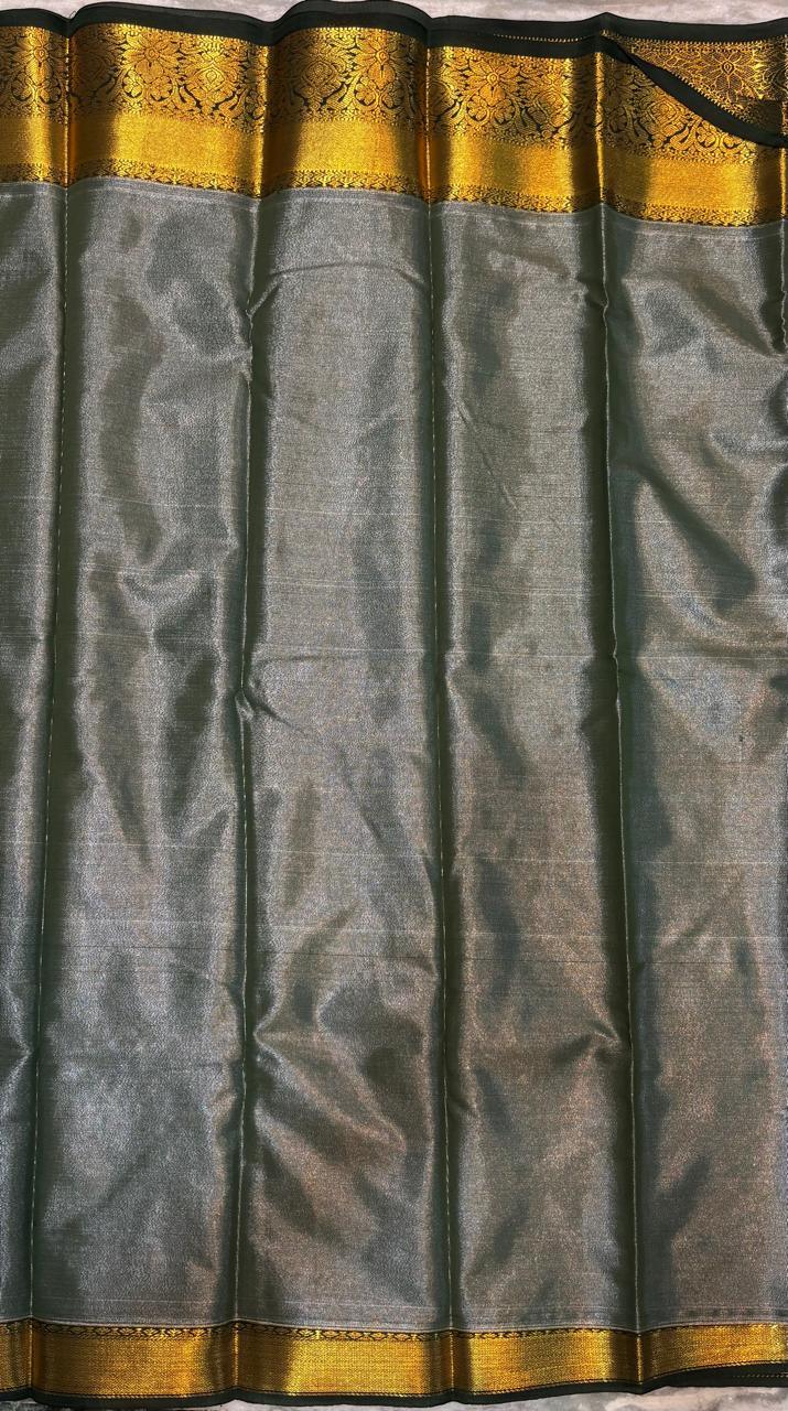 Dharmavaram Pattu Silk Saree – Yellow With Gray - pochampallysarees.com