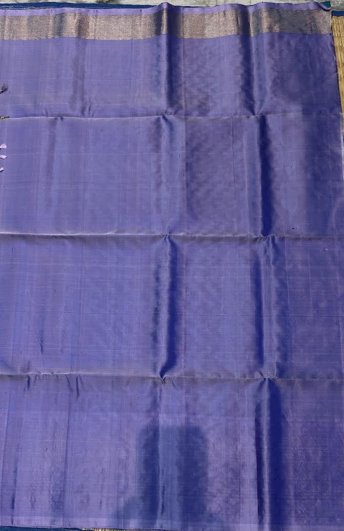 Kanchi Soft Silk Saree in Teal Blue and Lavender