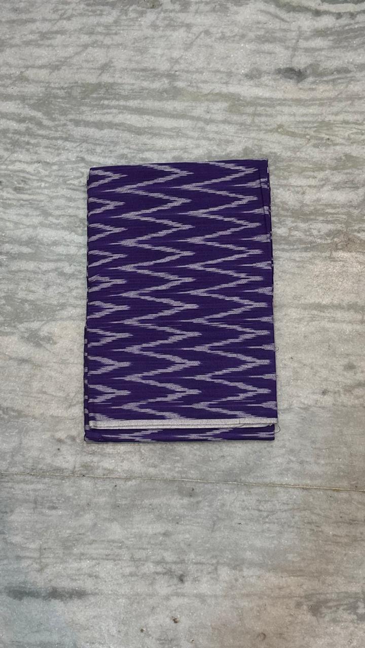 Pure Handloom Ikat Purple and Orange Unstitched Suit Set - pochampallysarees.com