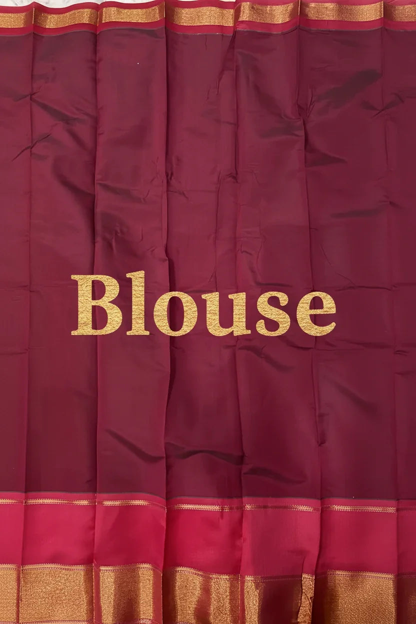 Elegant Brown Kuppadam Pattu Saree with Contrast Red Pallu - pochampallysarees.com