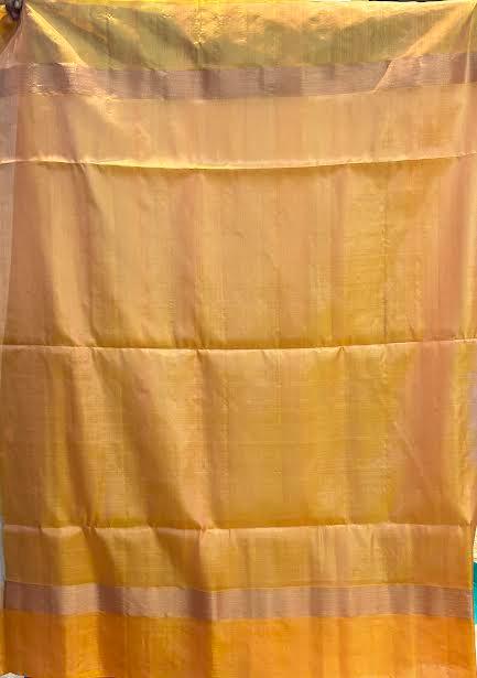 Traditional Off-White Silk Saree with Gold-Yellow Border & Matching Blouse
