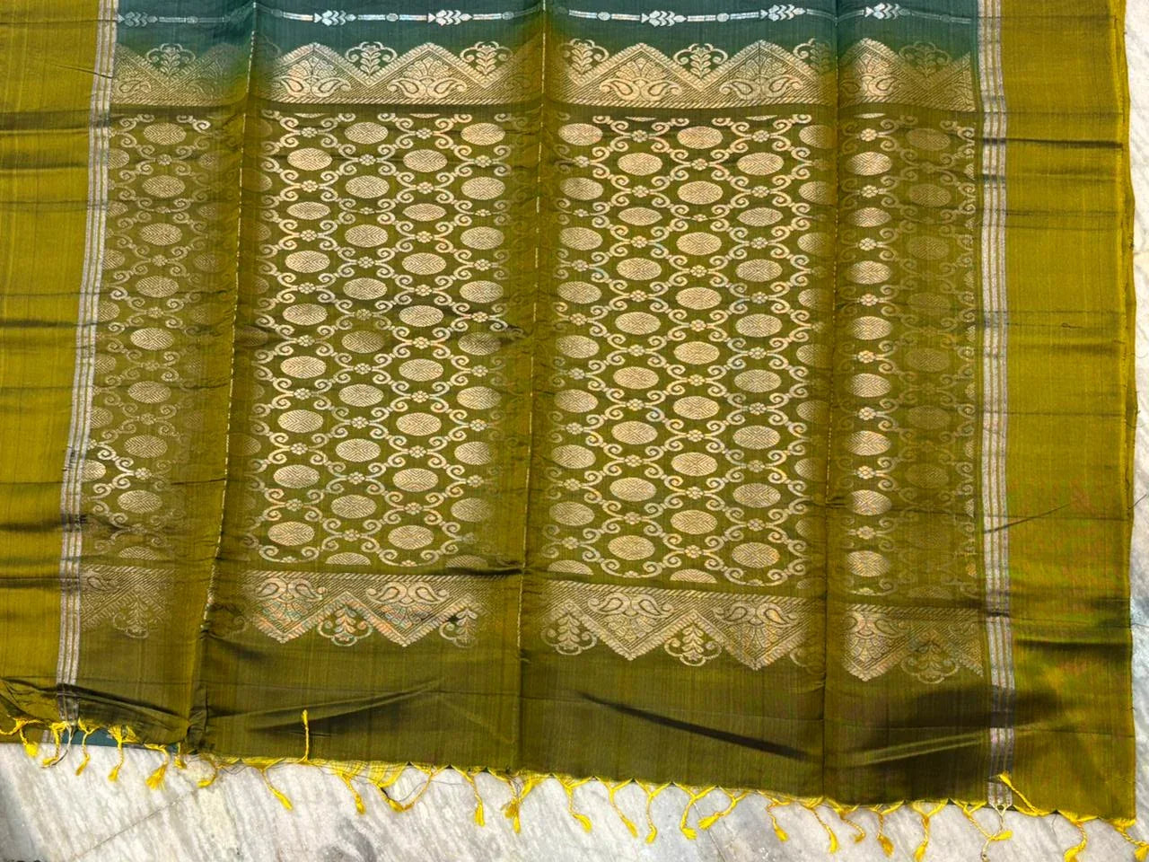 Premium Pure Soft Silk Saree in Teal Green with Olive Zari Brocade Pallu | Traditional Festive & Wedding Wear - pochampallysarees.com