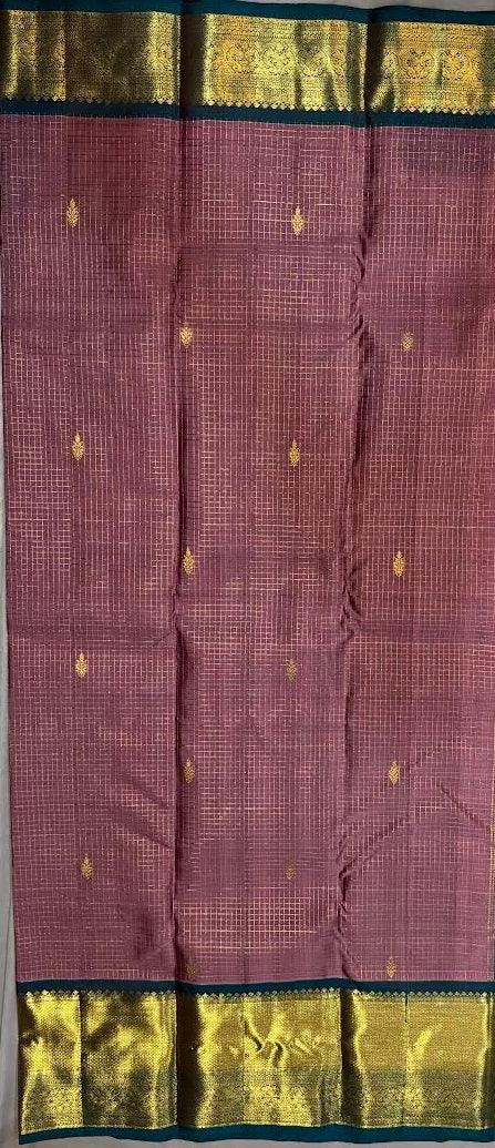 Exquisite Mauve and Teal Kanchipuram Pattu Saree With Price | Bridal Silk - pochampallysarees.com
