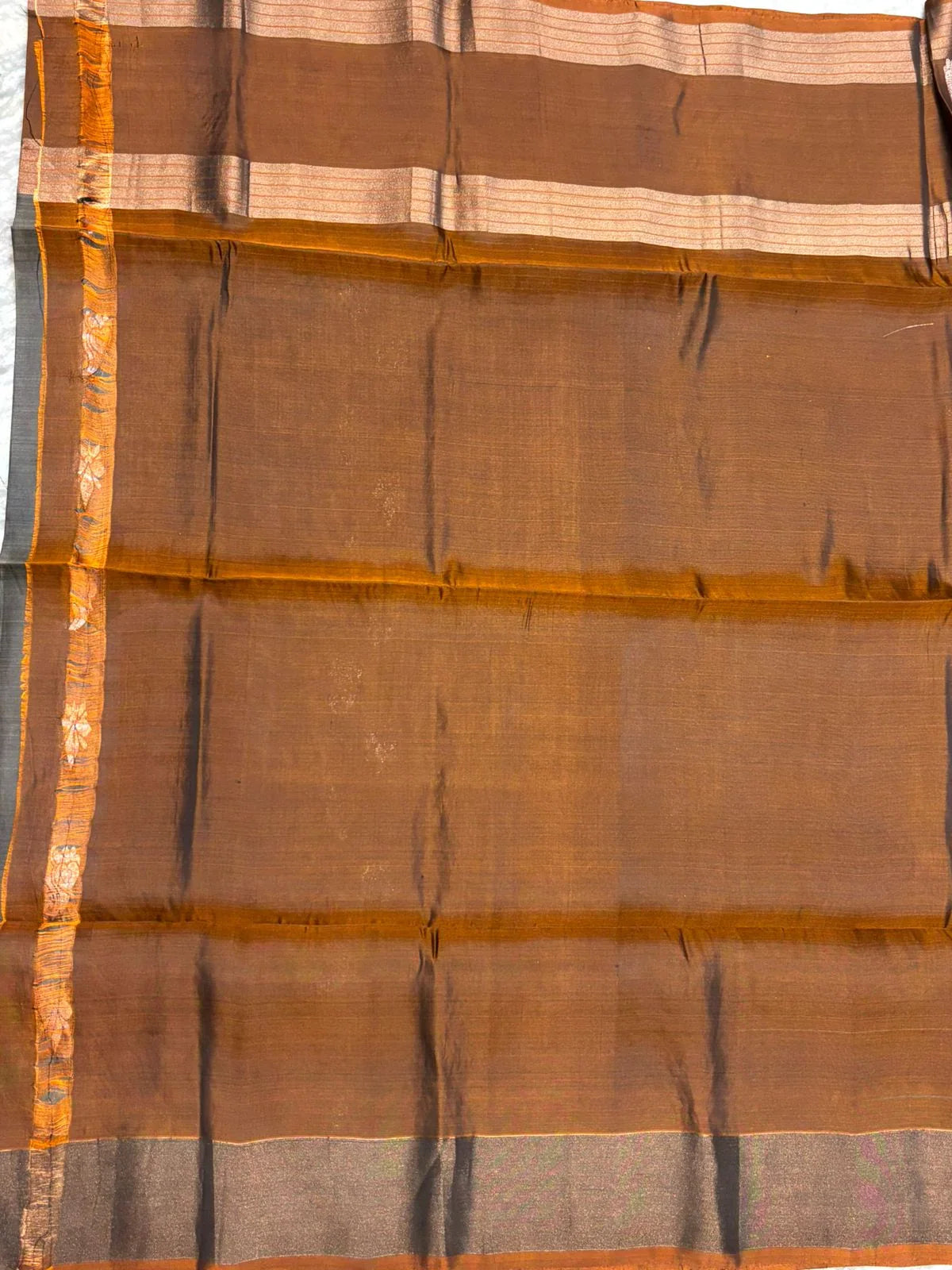 Elegant Charcoal Grey & Copper Zari Soft Silk Saree with Floral Pallu - pochampallysarees.com