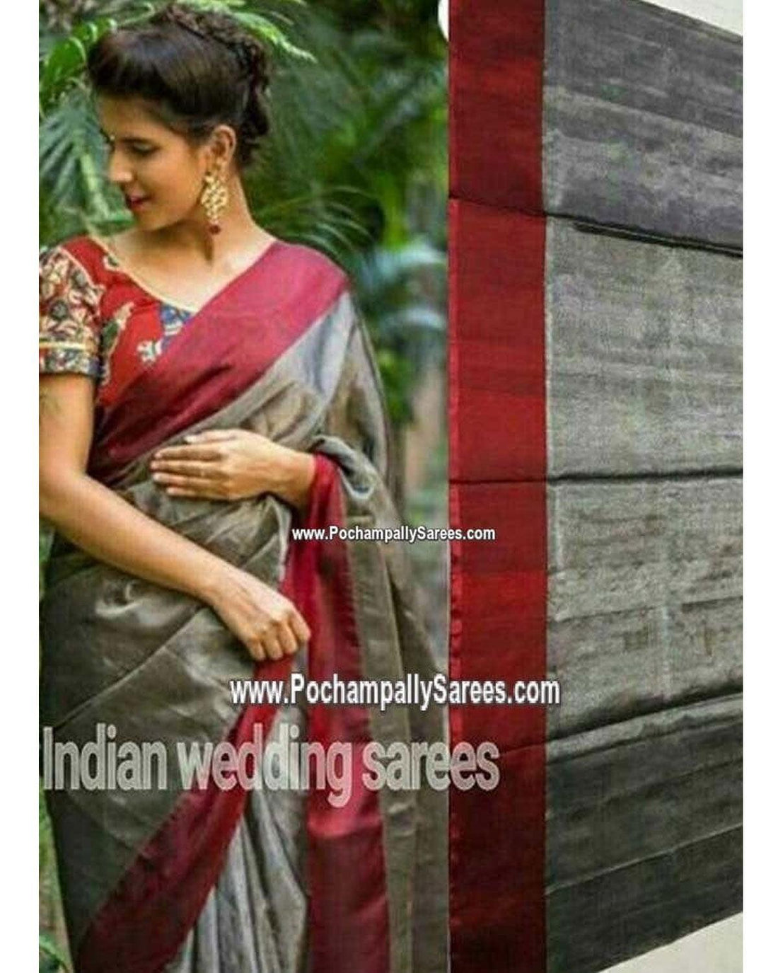 FULL TISSUE UPPADA GREY COLOR SAREE - pochampallysarees.com