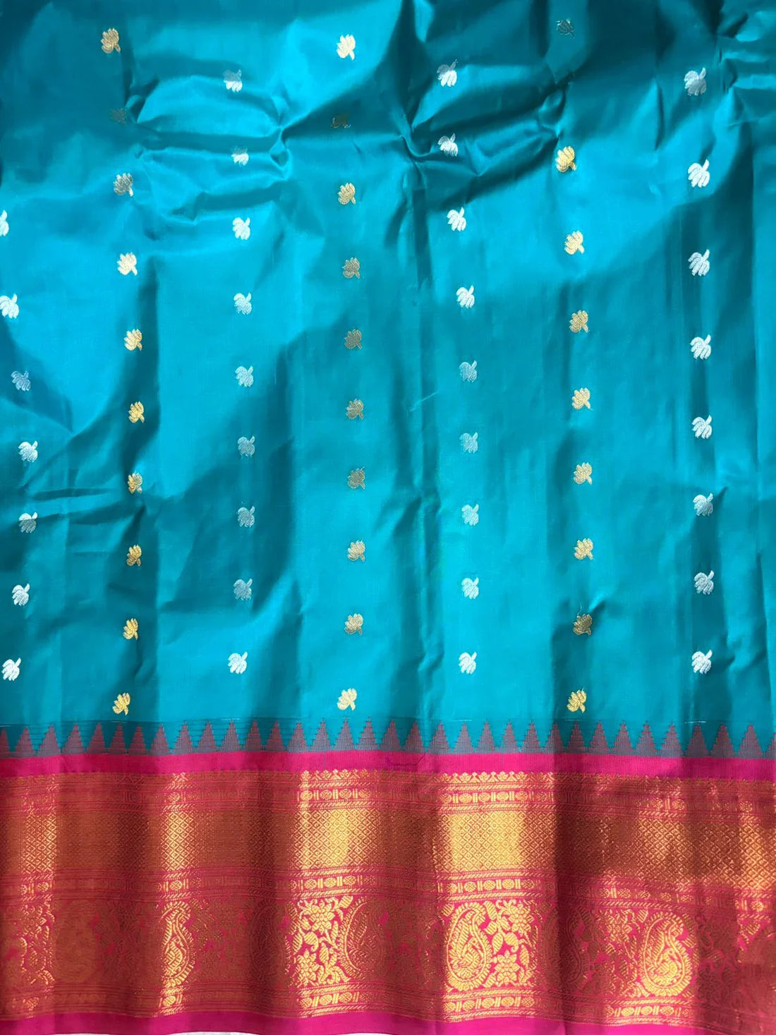 GADWAL SILK SARI Ananda Rama Green - pochampallysarees.com