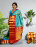 GADWAL SILK SARI DUAL SEA GREEN - pochampallysarees.com