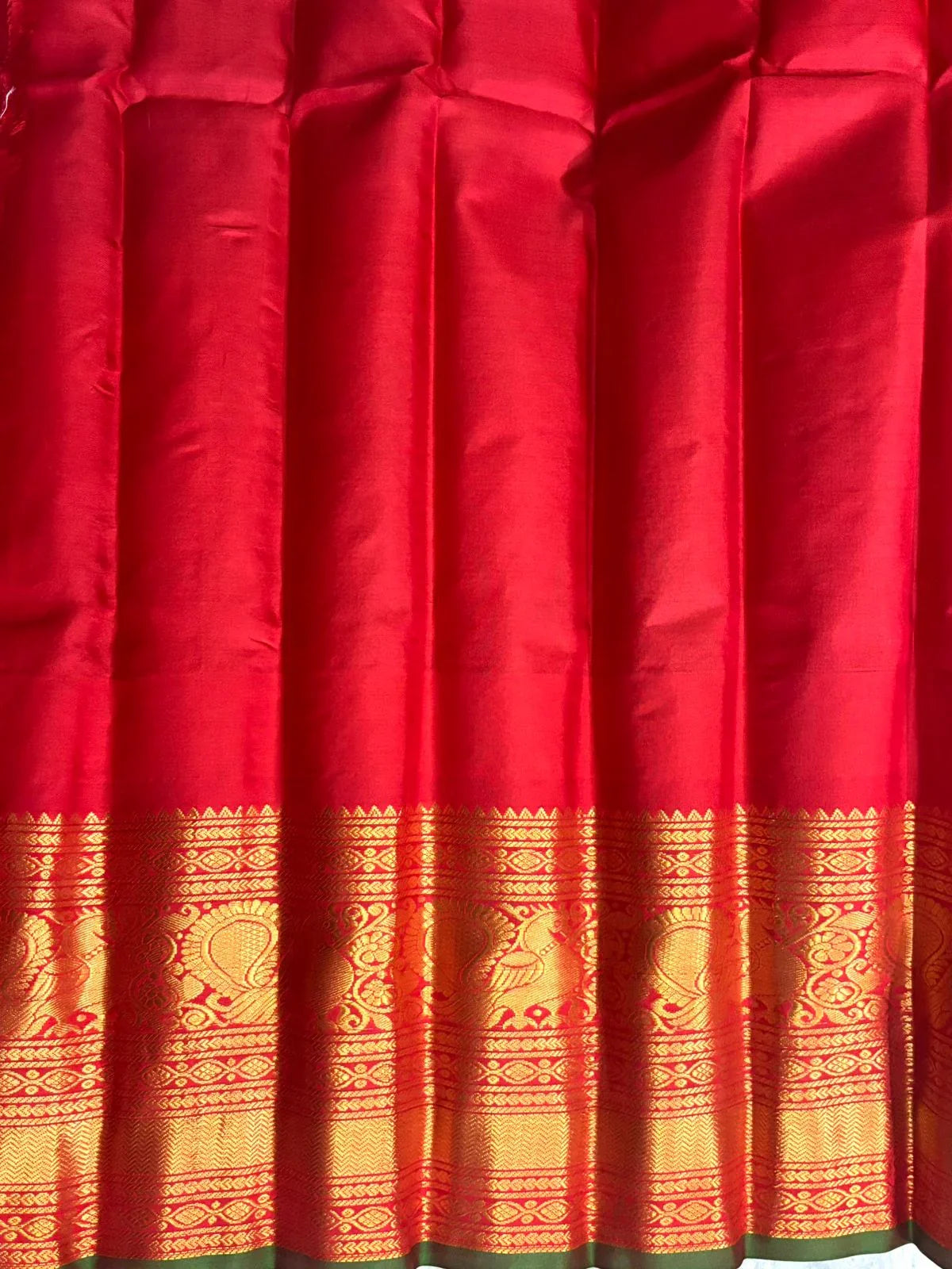 GADWAL SILK SARI PARROT GREEN - pochampallysarees.com