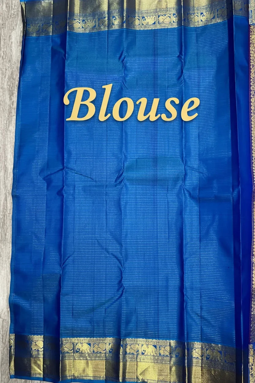 Kanchipuram Pattu Sarees | Pure Kanchi Silk Saree with Sky Blue Pallu - pochampallysarees.com