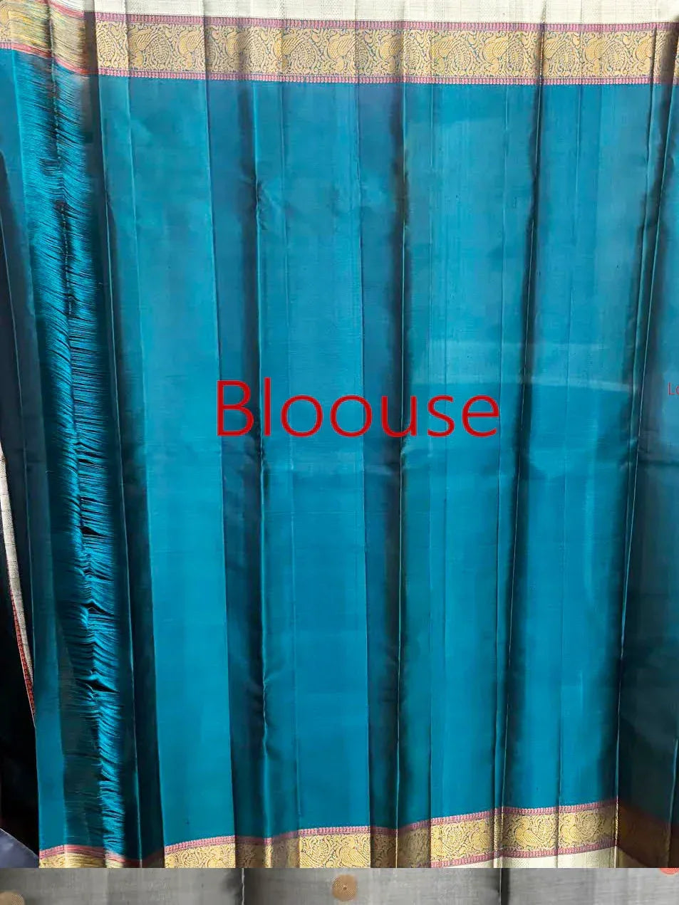 PURE SOFT SILK SAREE GRAY AND BLUE WITH ALLOVER ZARI WEAVES BUTTAS IN BORDER KANCHI STYLE - pochampallysarees.com