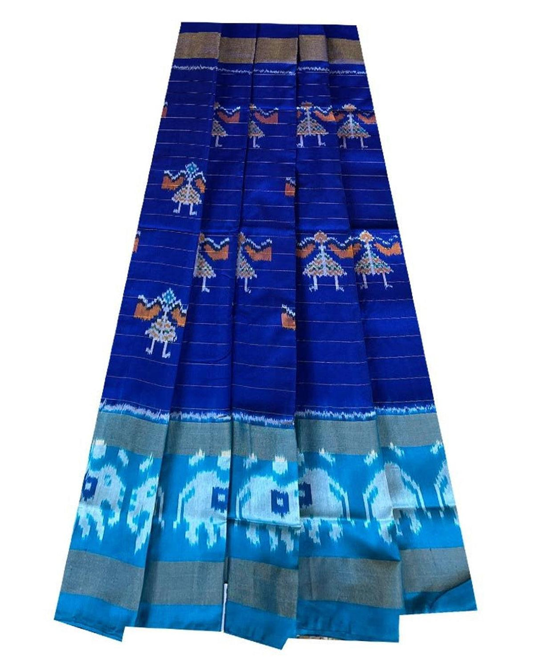IKAT MIDDLE SIZE BLUE WITH ANANDA COLOR LEHENGA - pochampallysarees.com