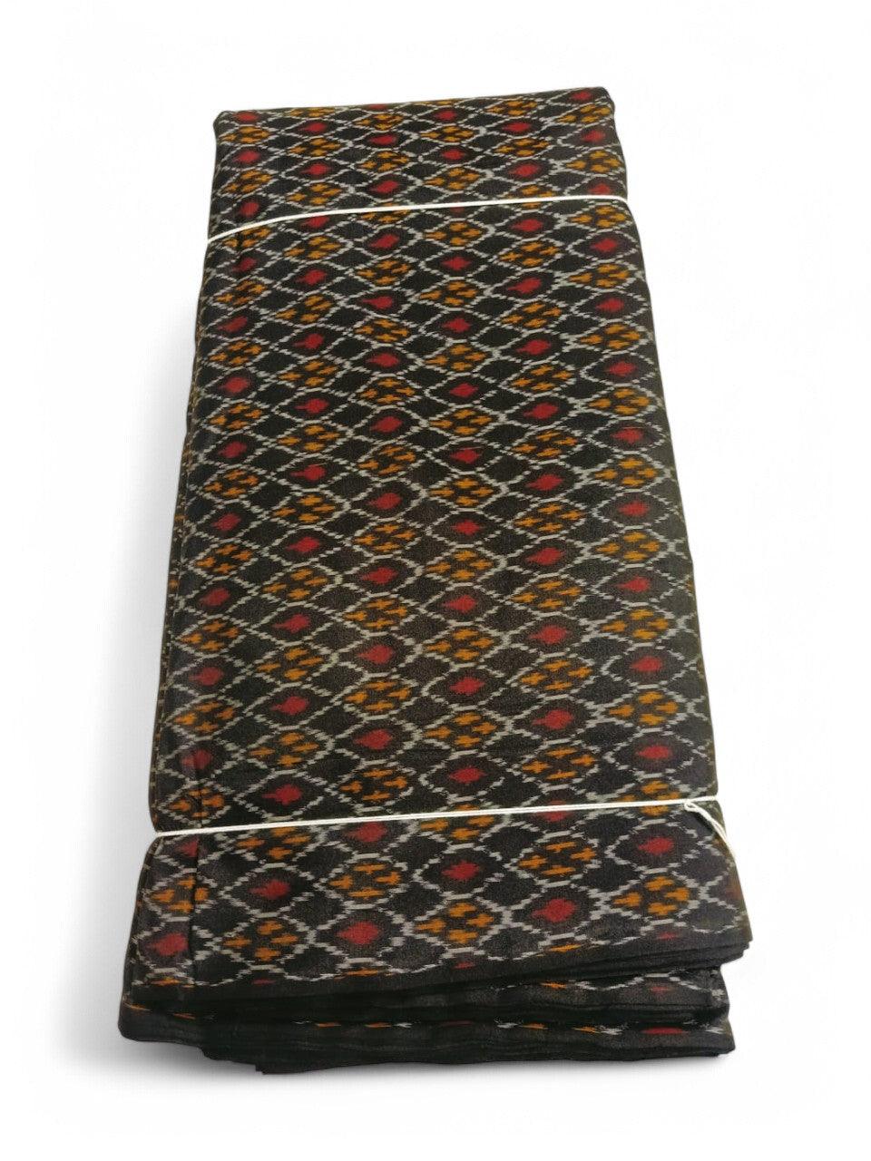 IKAT SILK FABRIC BLACK COLOR ONLINE - pochampallysarees.com