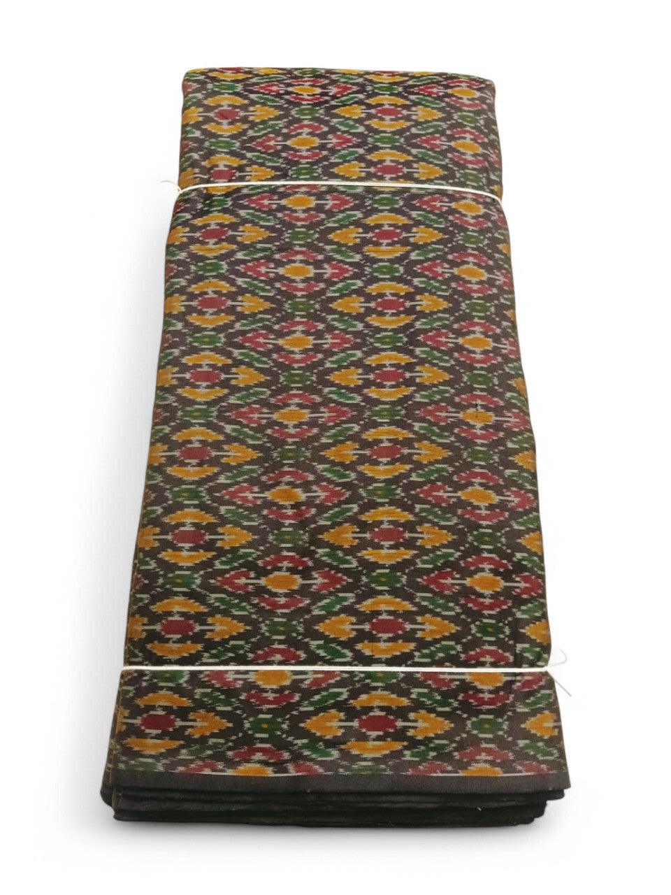 IKAT SILK FABRIC BLACK FABRIC - pochampallysarees.com