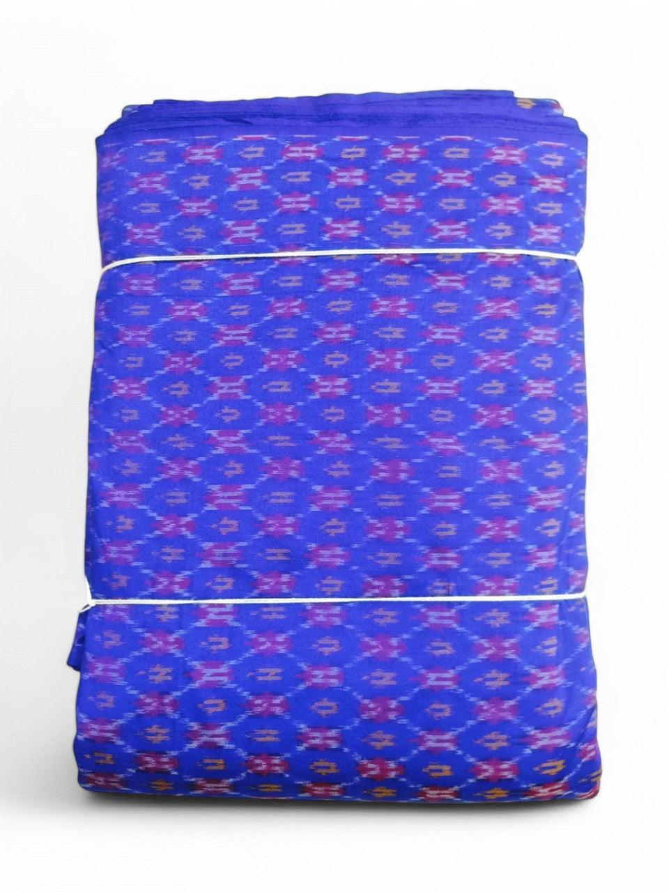 IKAT SILK FABRIC BLUE COLOR ONLINE - pochampallysarees.com