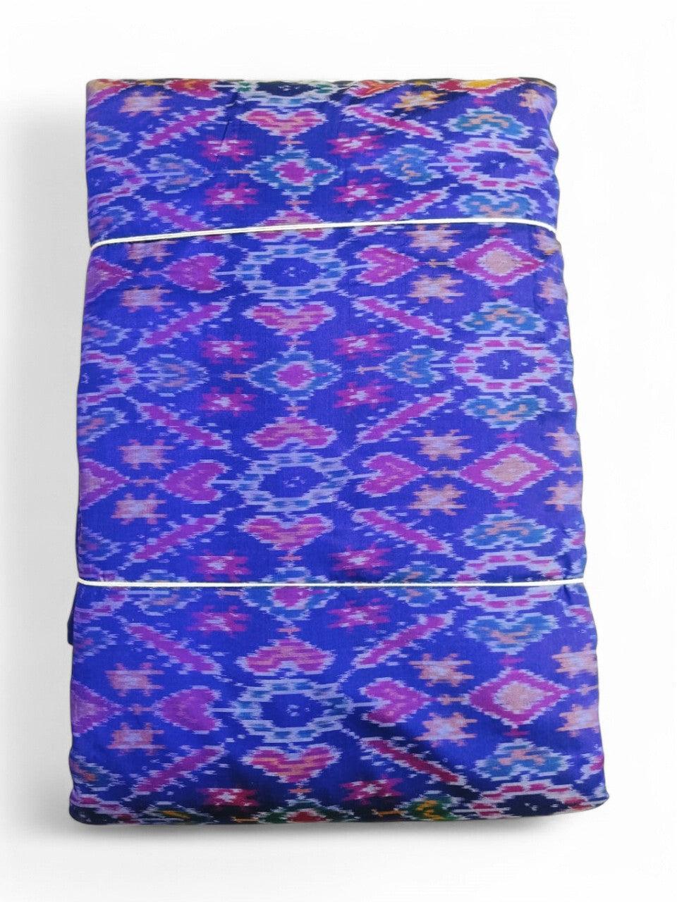 IKAT SILK FABRIC BLUE FABRIC - pochampallysarees.com