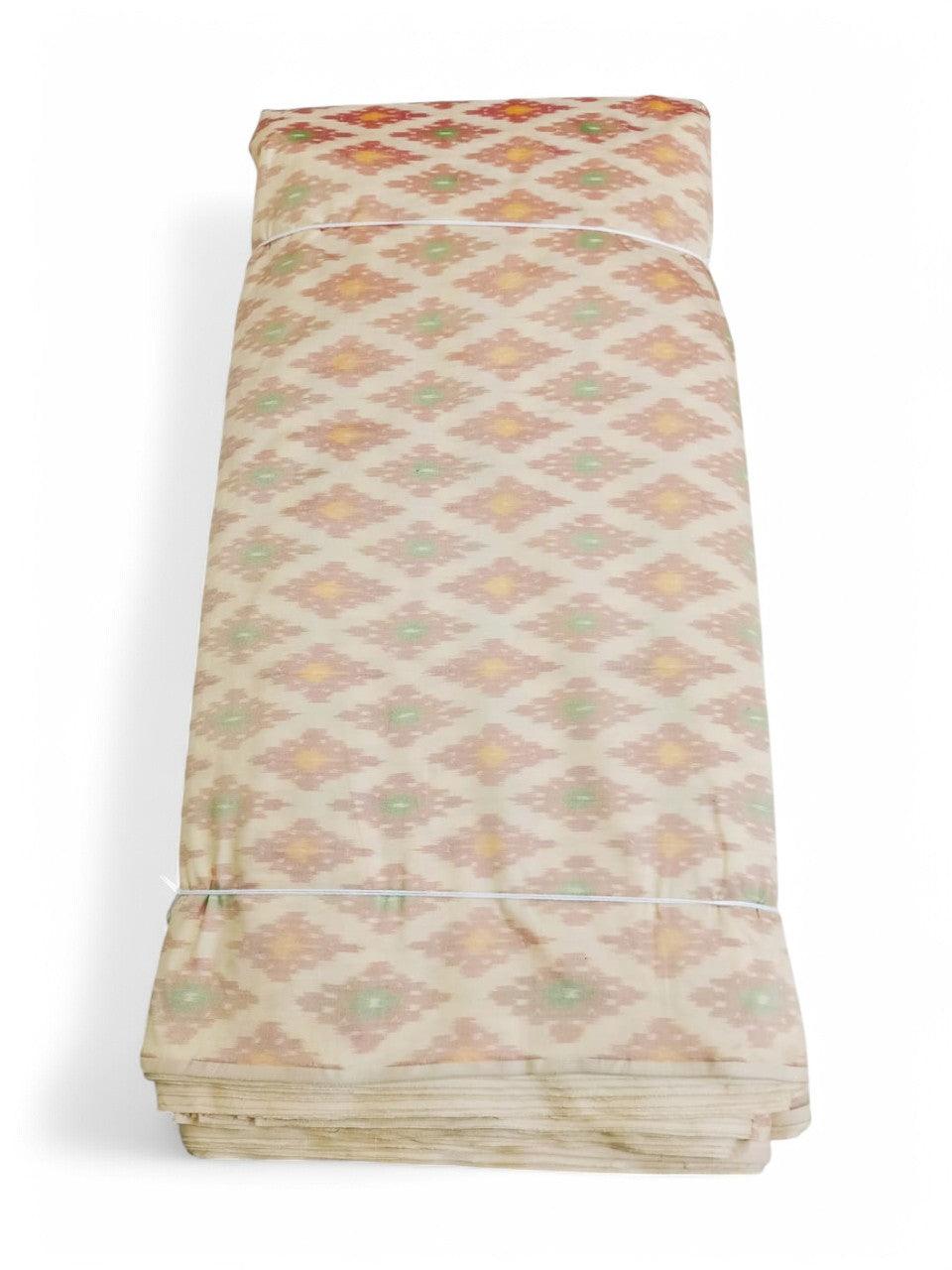 IKAT SILK FABRIC CREAM COLOR ONLINE - pochampallysarees.com