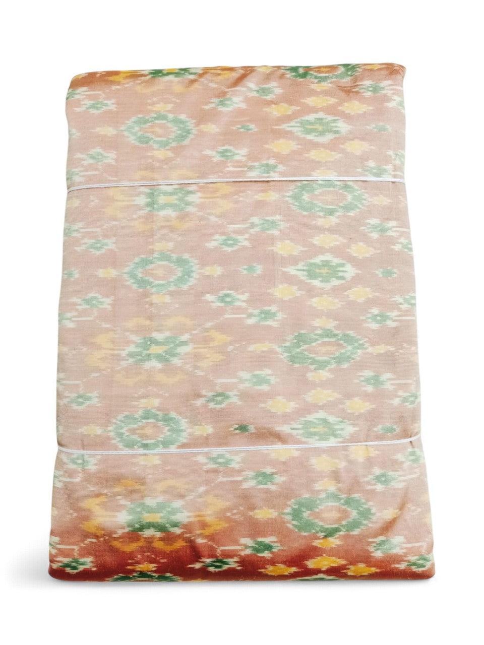 IKAT SILK FABRIC CREAM COLOR ONLINE - pochampallysarees.com