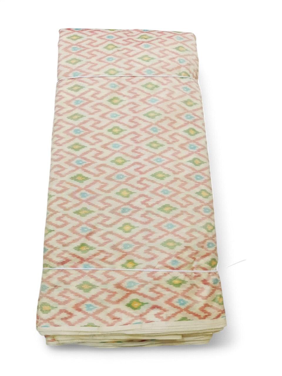 IKAT SILK FABRIC CREAM FABRIC ONLINE - pochampallysarees.com