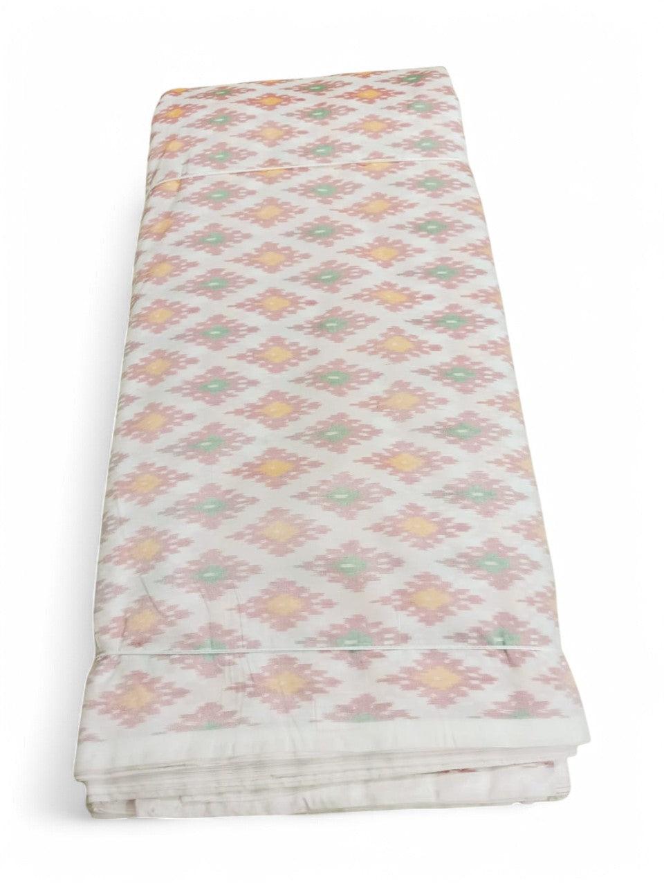 IKAT SILK FABRIC CREAM FABRIC - pochampallysarees.com
