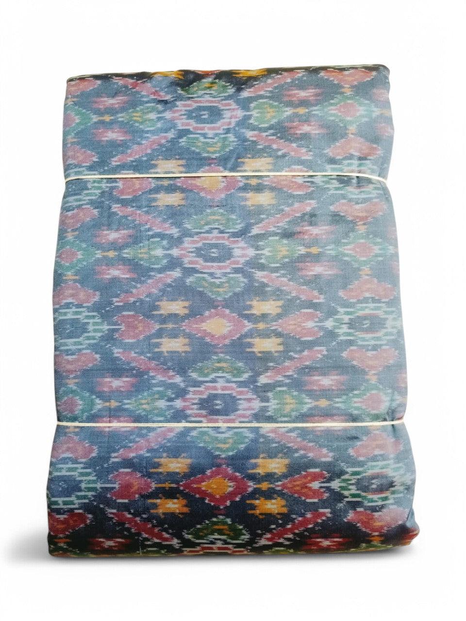 IKAT SILK FABRIC GRAY COLOR ONLINE - pochampallysarees.com