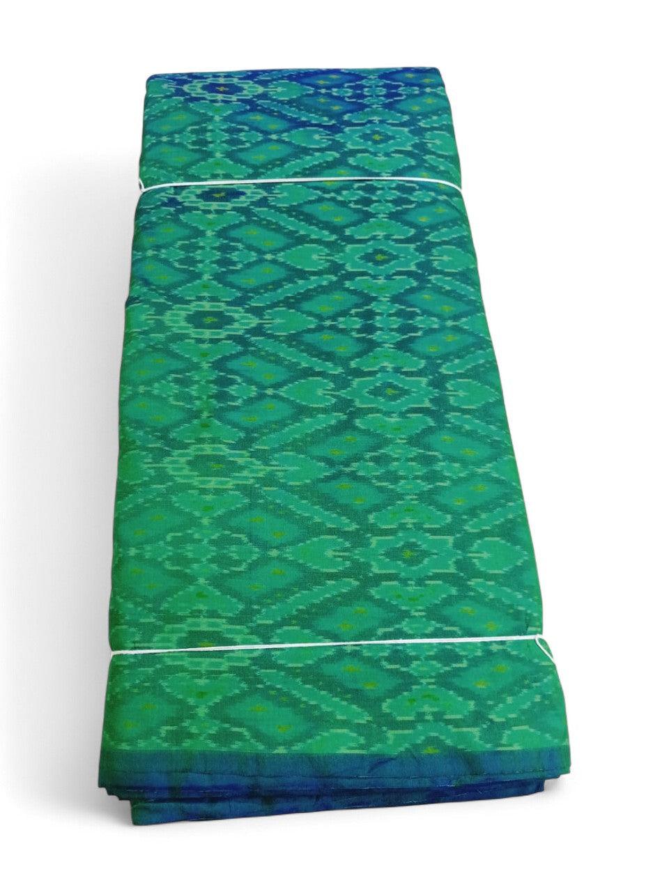 IKAT SILK FABRIC GREEN COLOR ONLINE - pochampallysarees.com