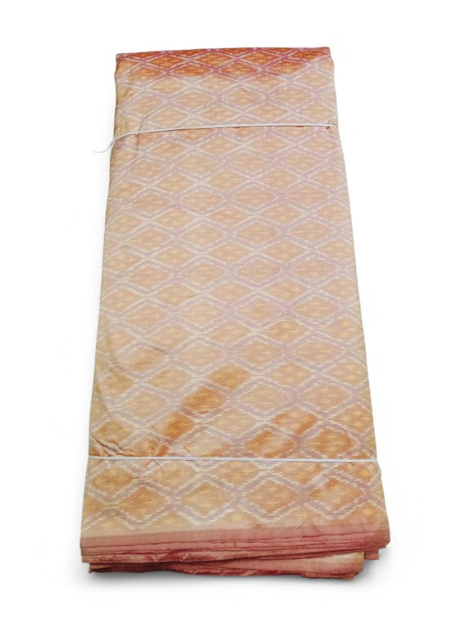 IKAT SILK FABRIC LIGHT ORANGE COLOR ONLINE - pochampallysarees.com