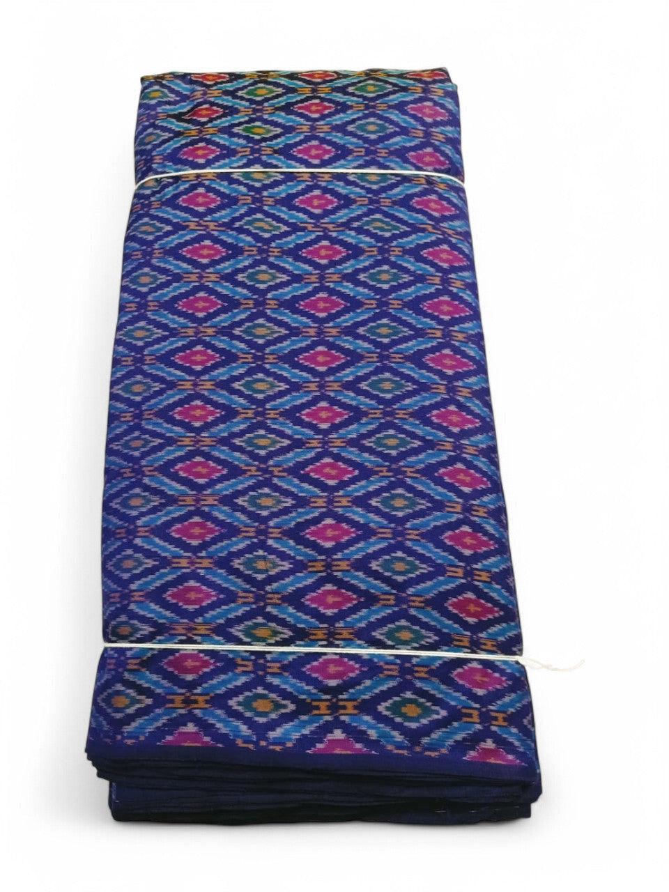 IKAT SILK FABRIC NAVY BLUE COLOR ONLINE - pochampallysarees.com