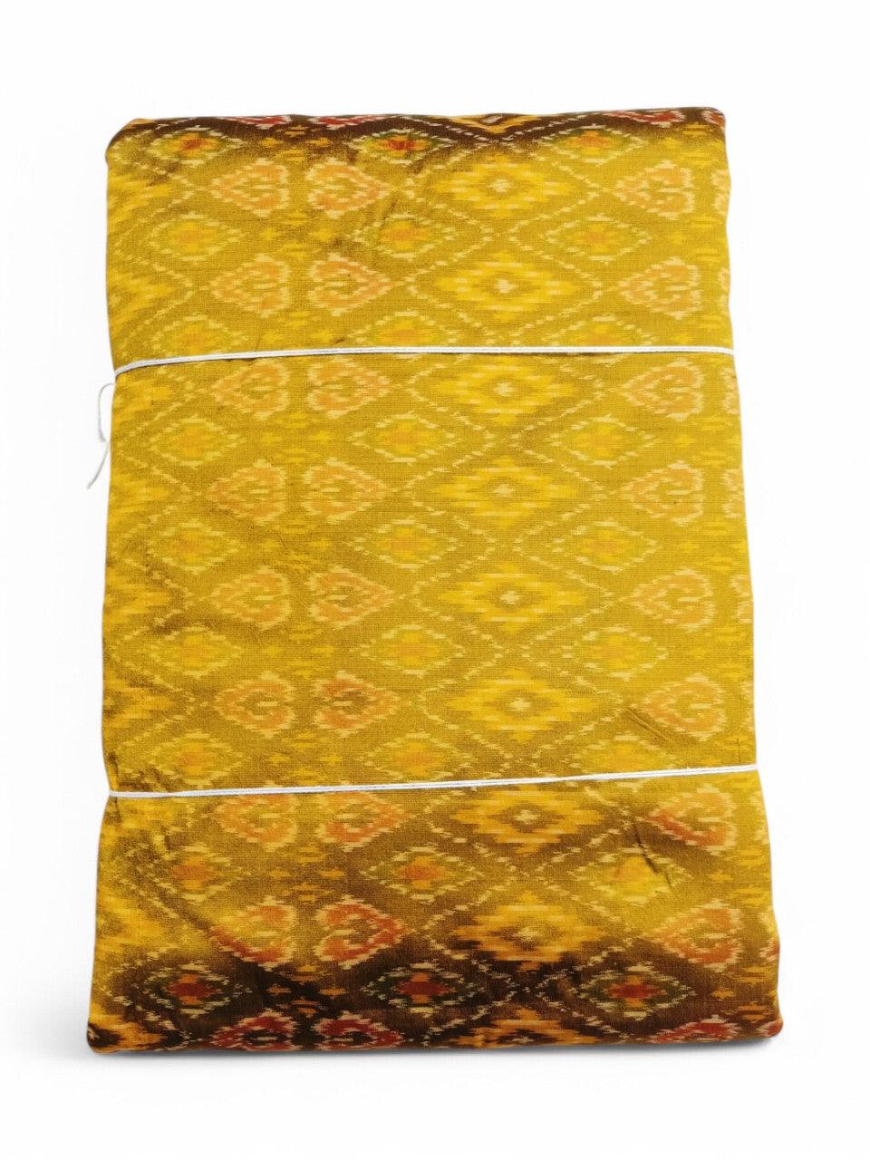 IKAT SILK FABRIC YELLOW COLOR ONLINE - pochampallysarees.com