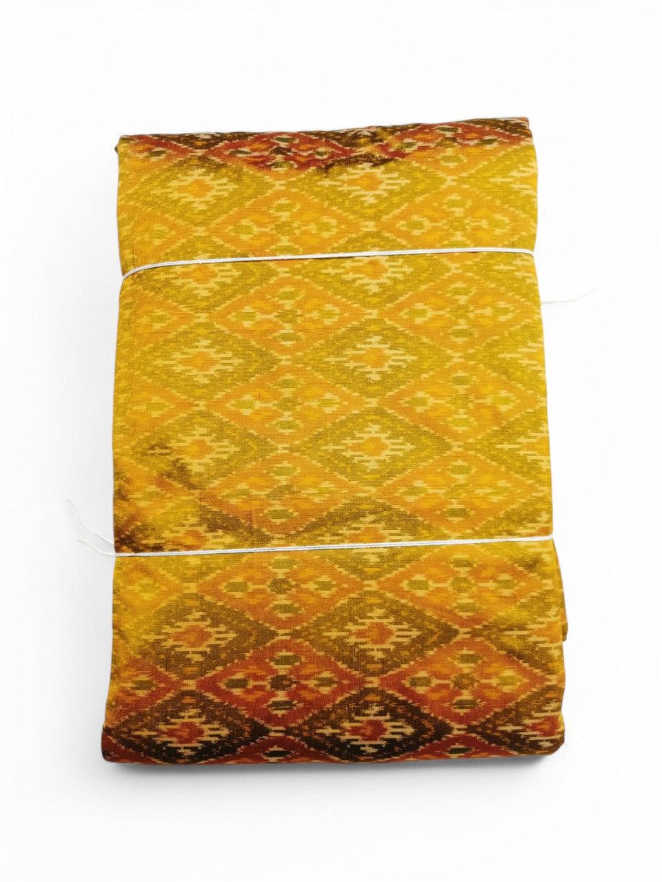 IKAT SILK FABRIC YELLOW FABRIC - pochampallysarees.com