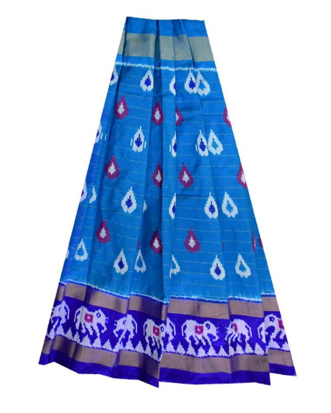 IKKAT ANANDA BLUE COLOR LEHENGA(MIDDLE SIZE)-IML025 - pochampallysarees.com