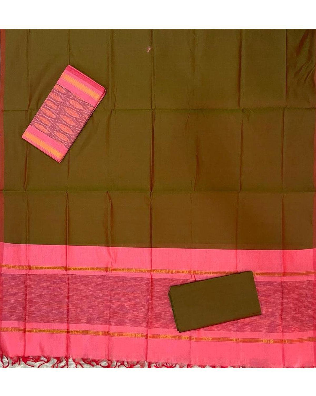 IKKAT BROWN COLOR DRESS MATERIAL - pochampallysarees.com