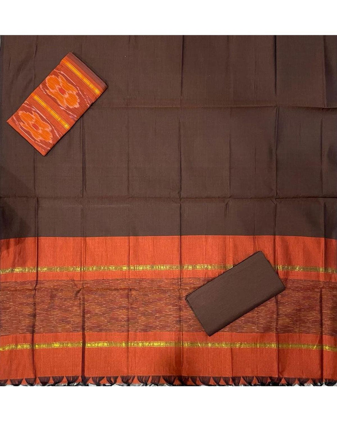 IKKAT COTTON BROWN COLOR DRESS MATERIAL - pochampallysarees.com