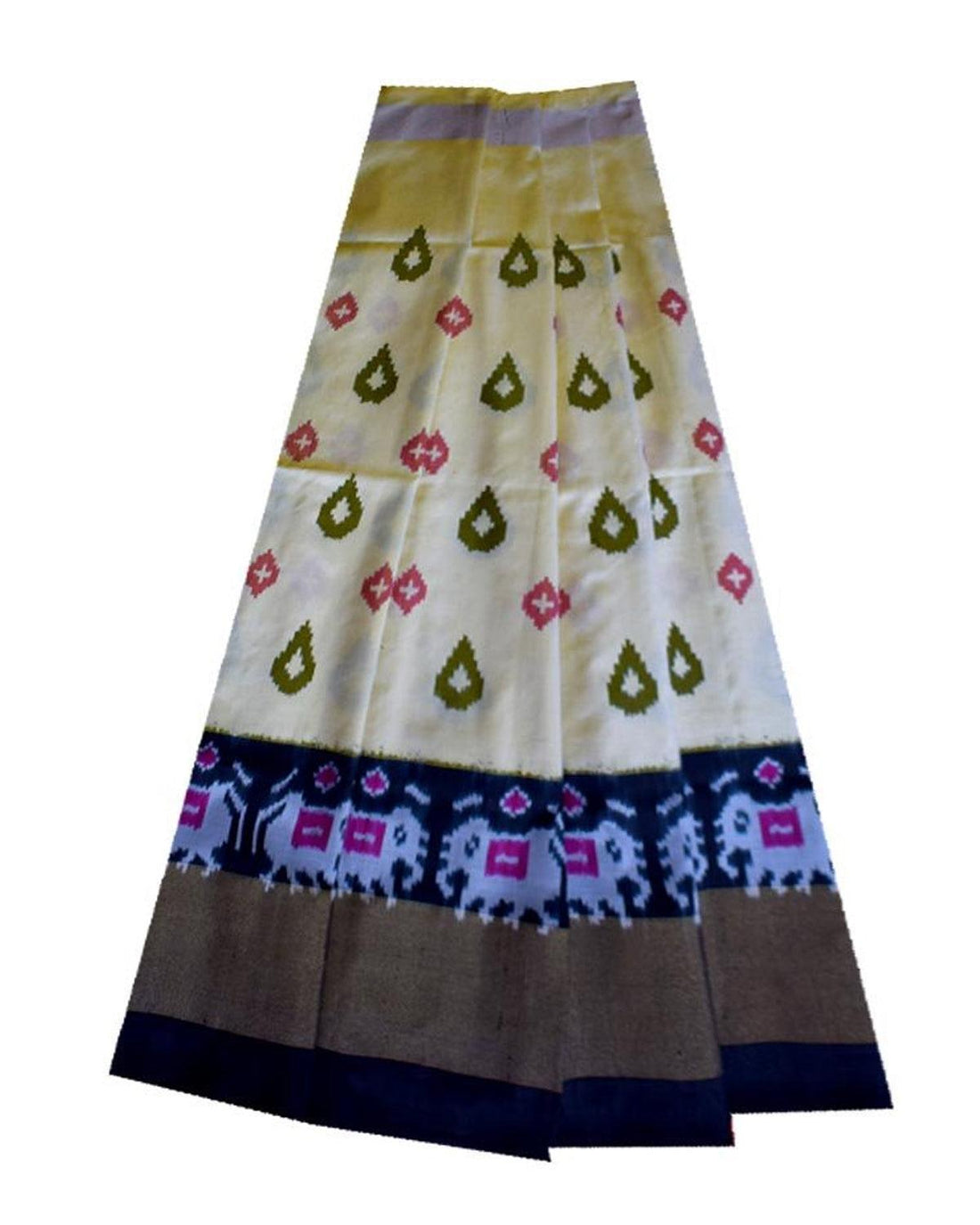 IKKAT CREAM COLOR LEHENGA(MIDDLE SIZE)-IML04 - pochampallysarees.com
