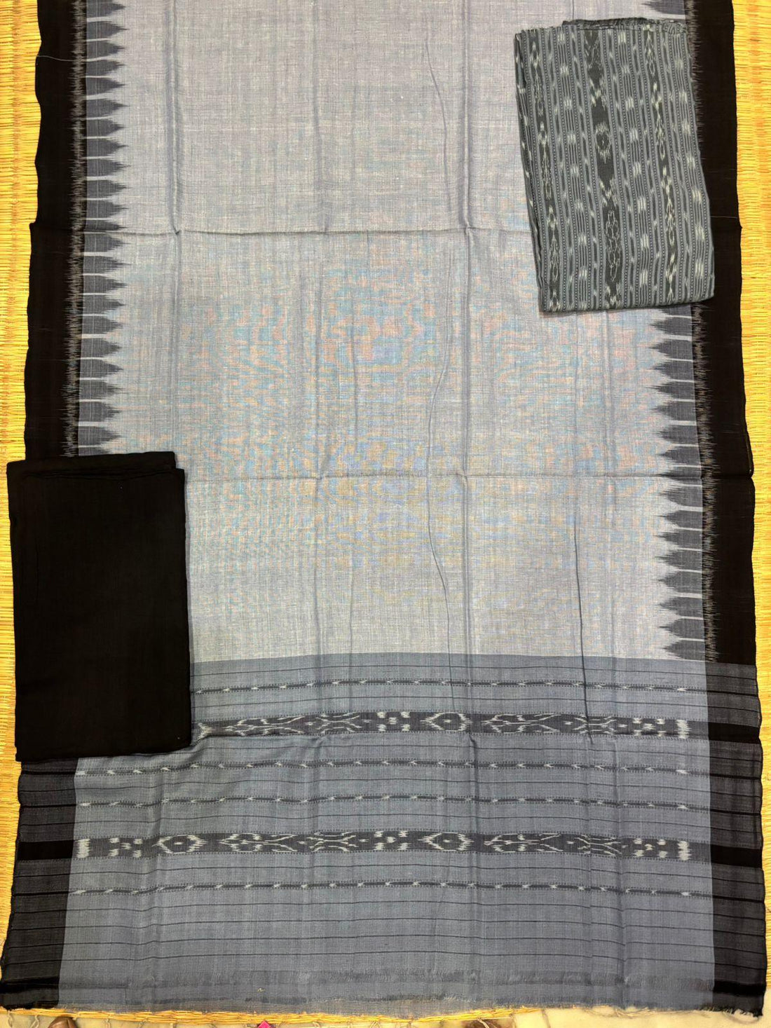 Ikkat Dress Material Gray - pochampallysarees.com