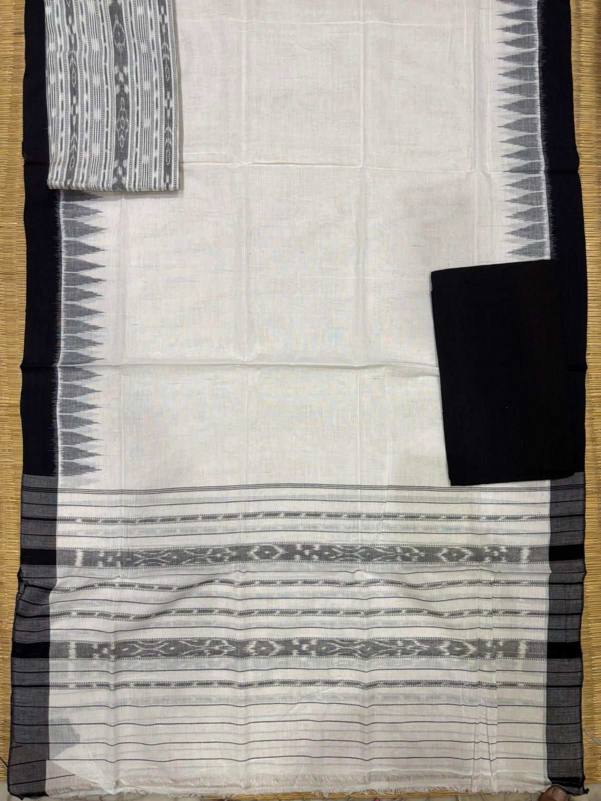 Ikkat Dress Material White Black