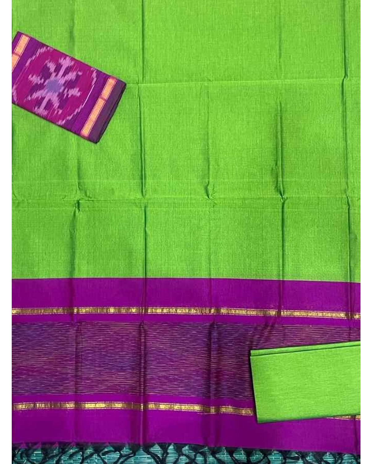 IKKAT POLY COTTON DRESS MATERIAL PARROT GREEN (2) –