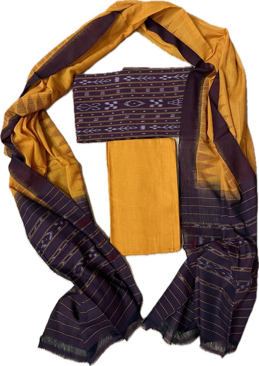 Ikat-Suit-Set-Yellow-Dupatta-With-Maroon-Top