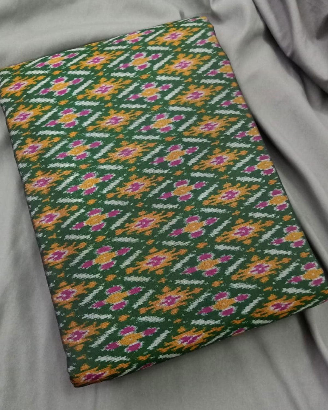 IKKAT SICO GREEN COLOR FABRIC - pochampallysarees.com