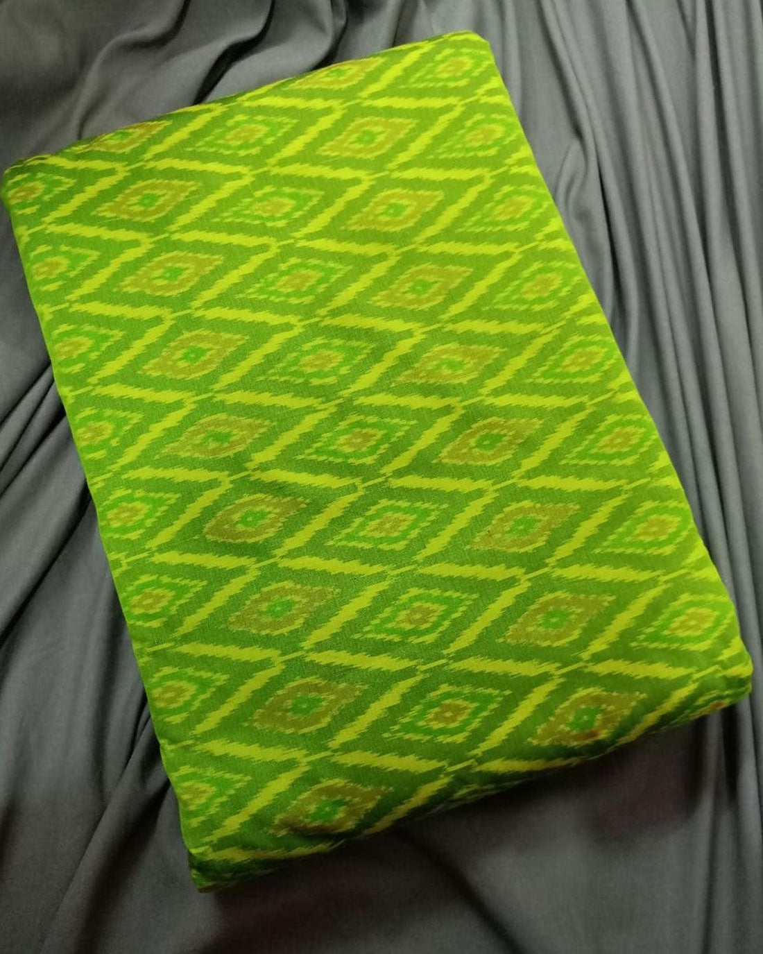 IKKAT SICO PARROT GREEN COLOR FABRIC - pochampallysarees.com