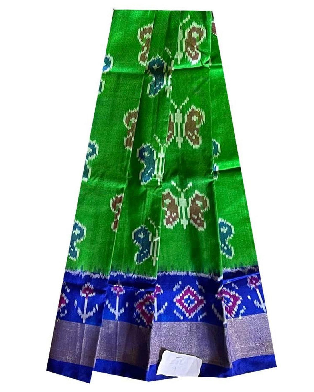 IKKAT SMALL KIDS PARROT GREEN LEHENGA-ISL09 - pochampallysarees.com