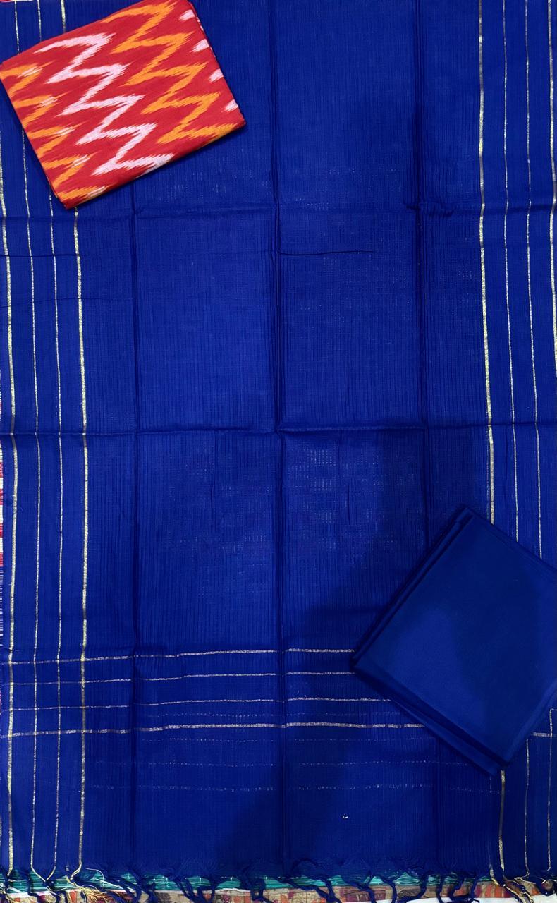 Ikkat Suite Olive blue - pochampallysarees.com