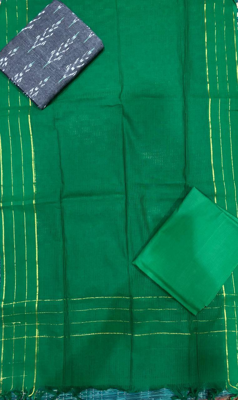 Ikkat Suite Parrot Green - pochampallysarees.com