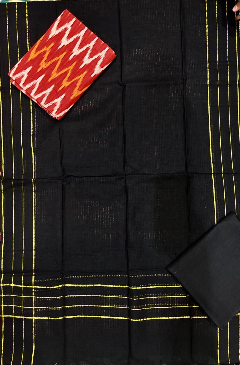 Ikkat Suite Red Black - pochampallysarees.com