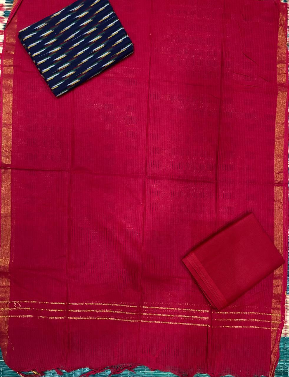 Ikkat Suite Red - pochampallysarees.com