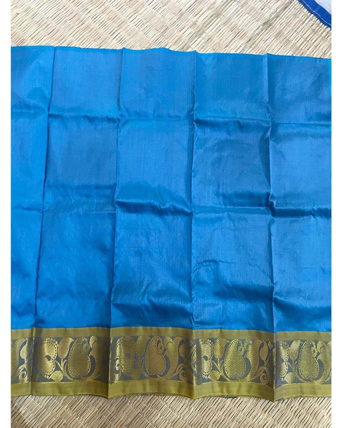 KANCHIPURAM PATTU ANANDABLUE COLOR PATTU PAVADAI - pochampallysarees.com