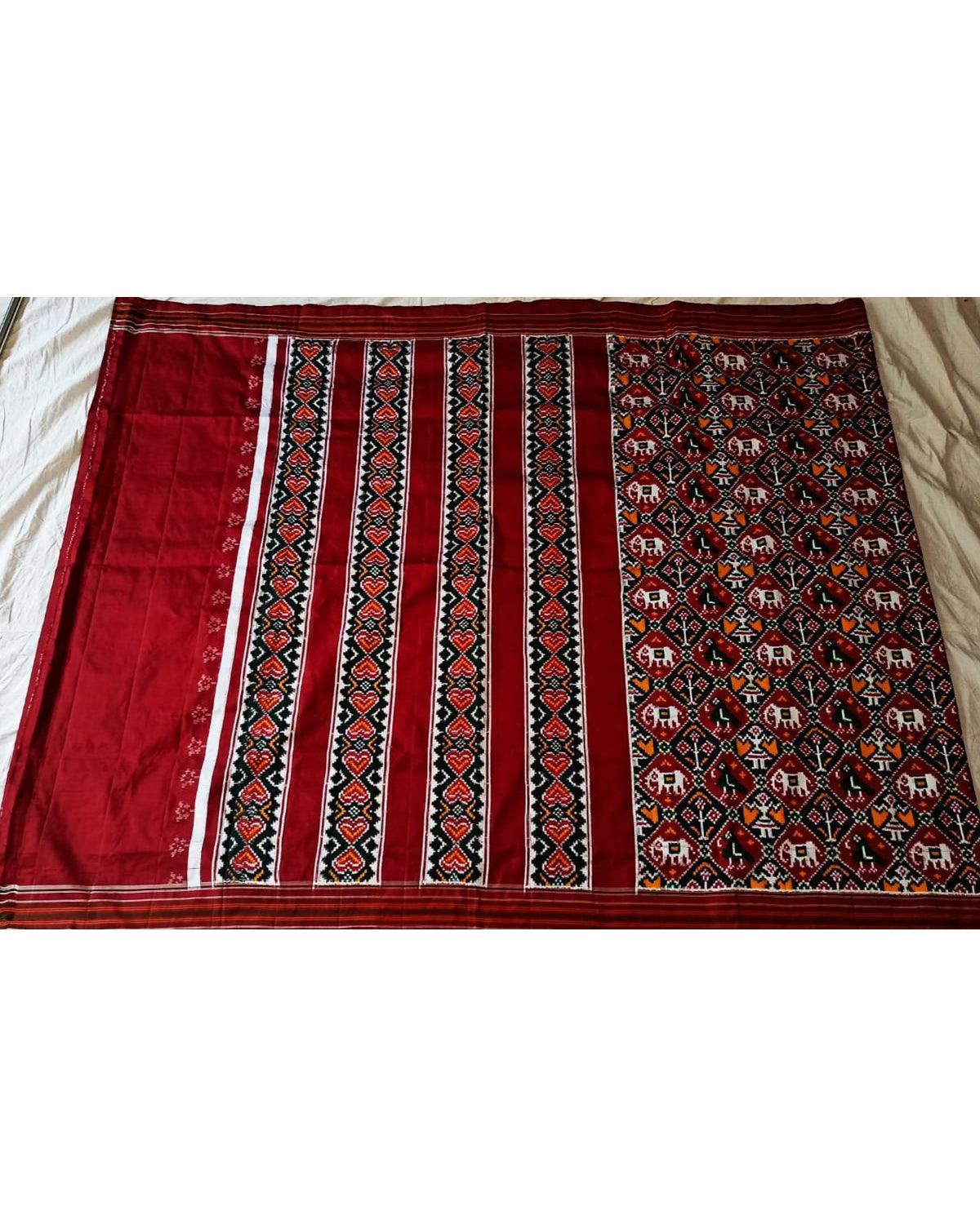LATEST DESIGNER POCHAMPALLY DOUBLE IKAT PATOLA PATTU MAROON COLOR SAREE - pochampallysarees.com