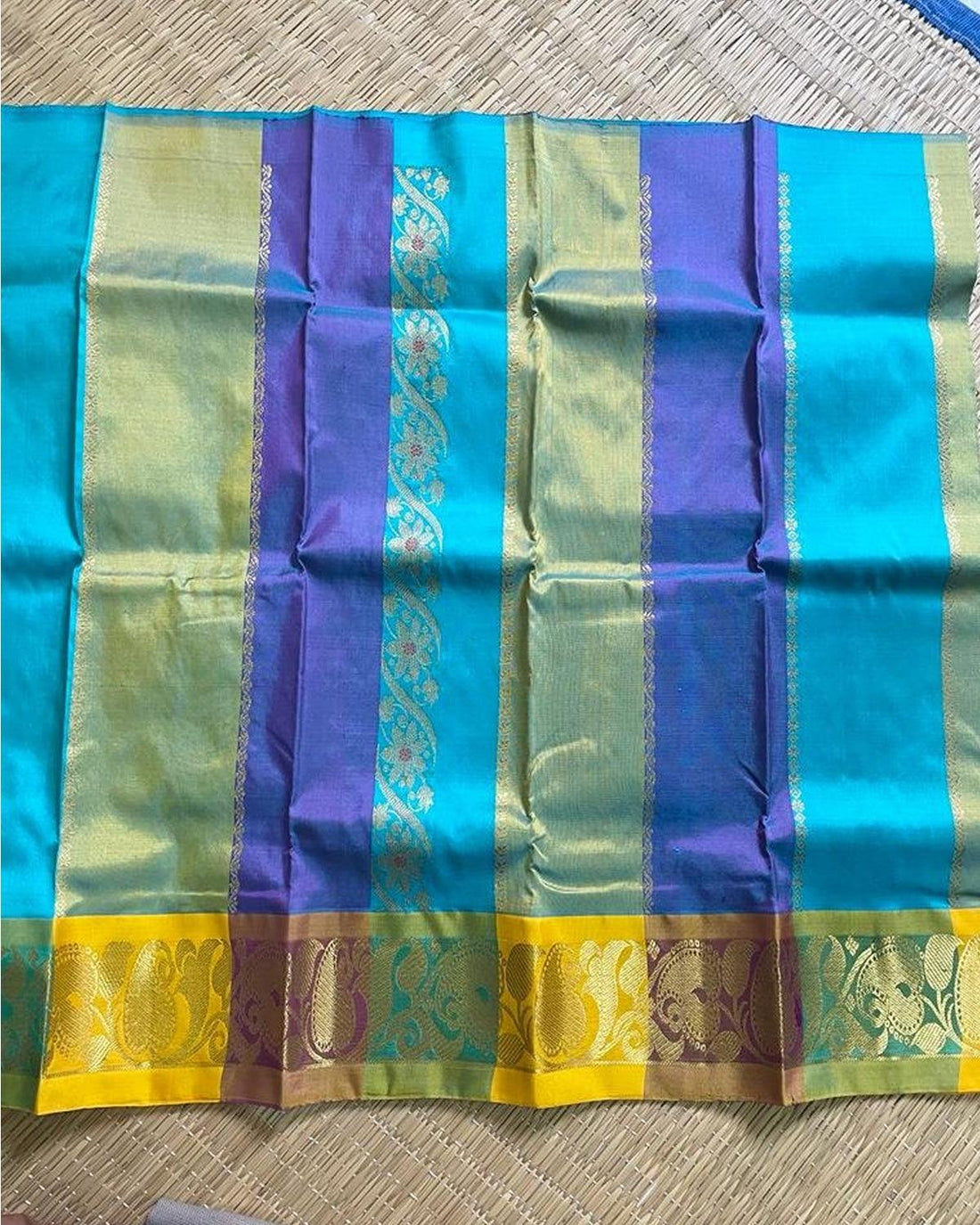 LATEST KANCHIPURAM PATTU MULTI COLOR PAVADAI FOR BABIES - pochampallysarees.com