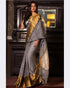 LINEN COTTON GRAY COLOR SAREE - pochampallysarees.com