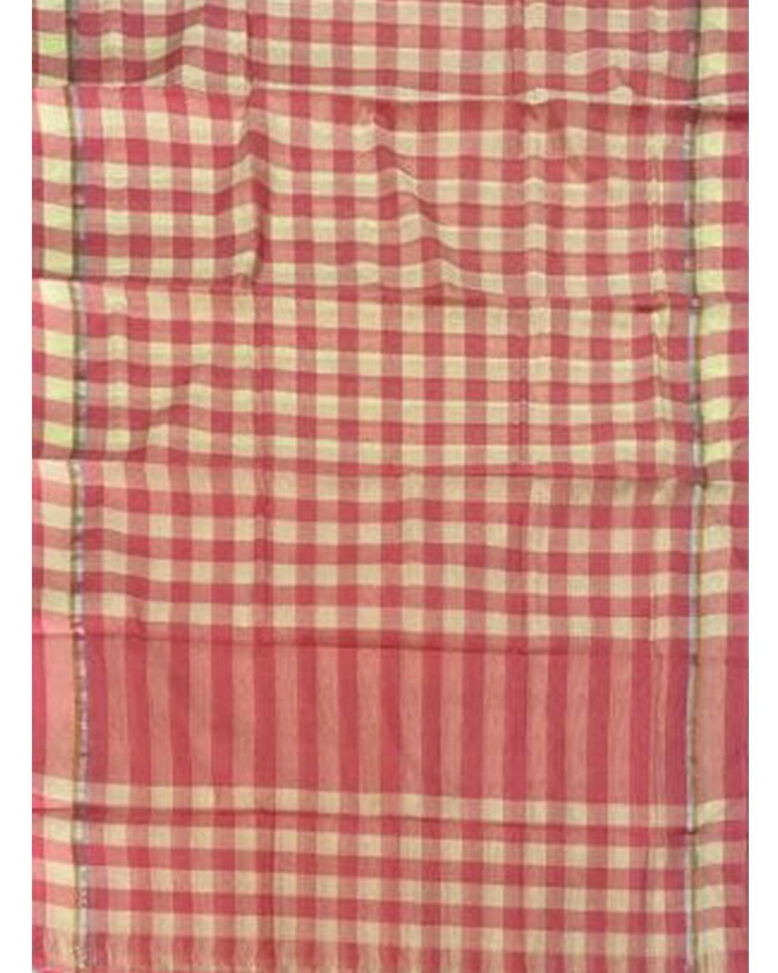 MANGALAGIRI COTTON PINK COLOR CHECKS SAREE - pochampallysarees.com