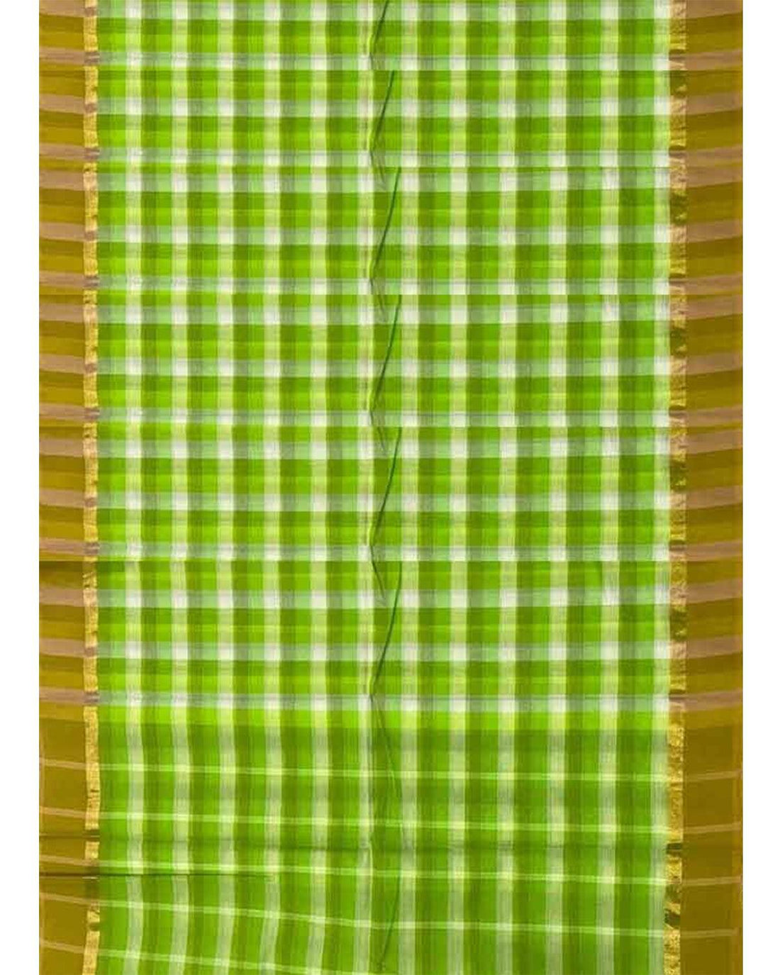 MANGALAGIRI COTTON SAREE CHECKS GREEN COLOR - pochampallysarees.com